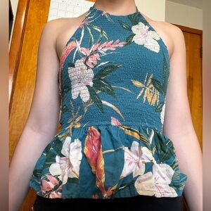 Patrons of Peace Teal Floral Tank Top